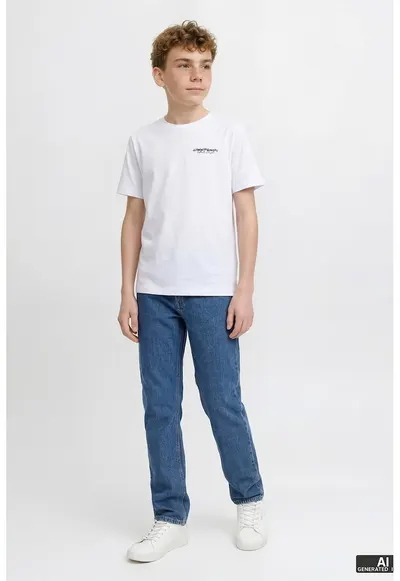 Blugi regular fit cu talie medie - Albastru