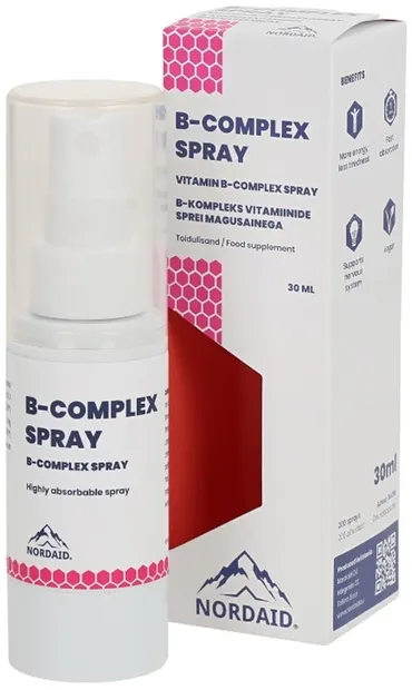 B-Complex Spray de gură, mentă, 30 ml, Nordaid