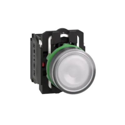 Buton Incastrat Luminos Complet Alb Ø22 cu Revenire 1Nd+1Ni 110, 120V