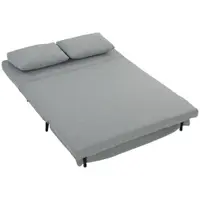 HOMCOM Canapea Extensibilă 2 Persoane 3 în 1 din Material Tip In cu 2 Perne, Cadru din Eucalipt, Gri Deschis | Aosom Romania