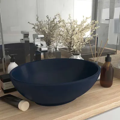 vidaXL Chiuvetă de lux, albastru mat, 40x33 cm, ceramică, formă ovală