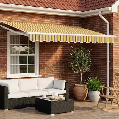 vidaXL Copertină retractabilă Galben, Gri și Alb 2,5 x 2 m