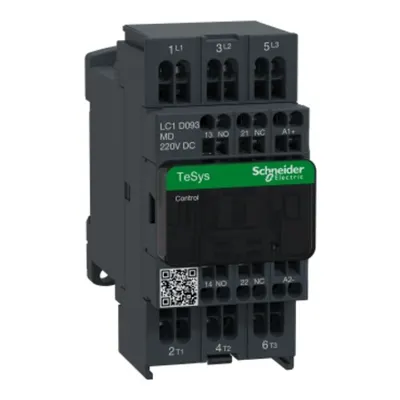 Contactor, TeSys Deca, 3P(3NO), AC-3/AC-3e, <=440V, 9A, bobina 220V CC, terminale cu arc