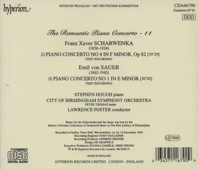 Scharwenka: Piano Concerto No 4 In F Minor / Sauer: Piano Concerto No 1 In E Minor