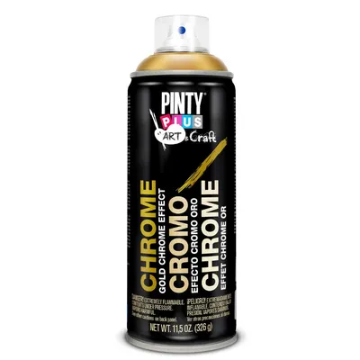 Spray vopsea efect crom auriu C151 Pintyplus 400 ml, decorativ, pentru metal si plastic