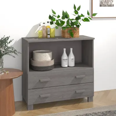 vidaXL Servantă „HAMAR”, gri deschis, 85x35x80 cm, lemn masiv pin