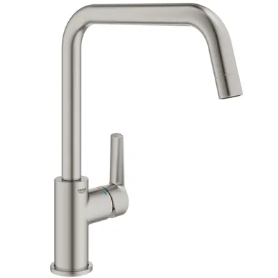 Baterie de bucatarie Grohe Start 30470DC0, 3/8 inch, pipa inalta, tip U, pivotanta, monocomanda, mat, supersteel