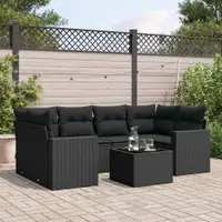 Gossi set canapele de gradina cu perne, 7 piese, negru, poliratan