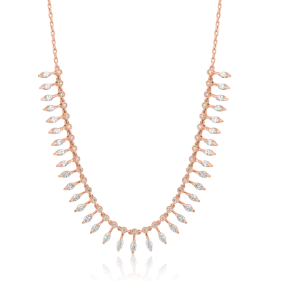 Colier din aur roz cu diamante marquise si rotunde de 2.01ct
