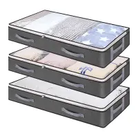 Organizator haine cu fermoar pentru depozitare sub pat, 100x50x18cm, 90L