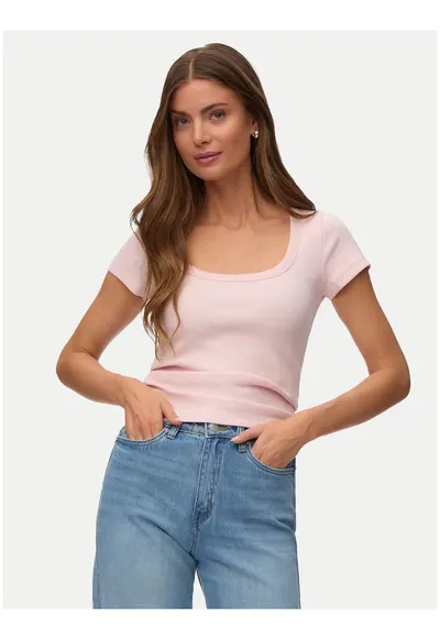 Tricou dama - roz - din bumbac organic - croiala regular fit