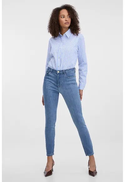 Blugi crop skinny - Albastru glaciar