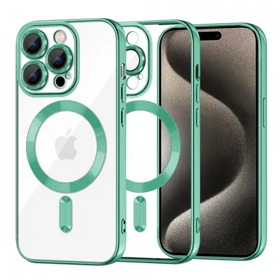 Husa MagSafe pentru Apple iPhone 15 Pro Max, Techsuit, Luxury Crystal, Verde Deschis