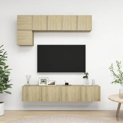 vidaXL Set de dulapuri TV, 5 piese, stejar sonoma, lemn prelucrat