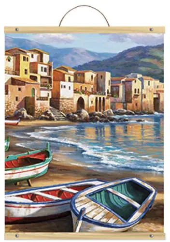 Set de pictură cu vopsele acrilice pe pânză Royal - Plajă urbană, 31 x 41 cm