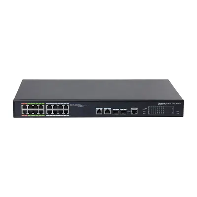 Switch cu 18 porturi Dahua LR2218-16ET-240-V2, 8 porturi ePoE, 8 porturi PoE, 2 porturi SFP, buget 240W, cu management
