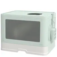 PawHut Litieră de nisip pentru pisici cu Capac, Intrare Dublă, Sertar, Lopățică, Verde | Aosom Romania