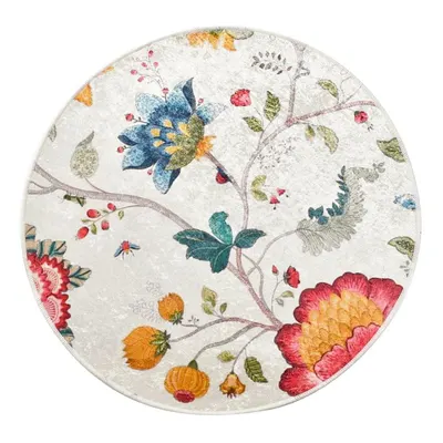 Covoraș de baie gri din catifea ø 100 cm Vintage Flower – Foutastic