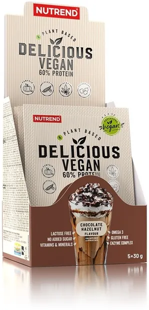 Delicious Vegan Protein, ciocolată cu alune, 5 pliculețe, Nutrend