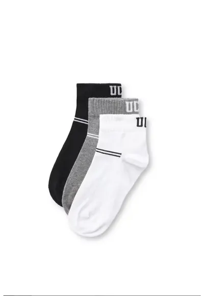 Set de sosete scurte - 3 perechi Brennus - Alb/Negru/Gri