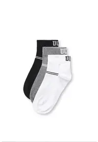 Set de sosete scurte - 3 perechi Brennus - Alb/Negru/Gri