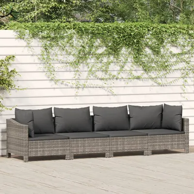 Gossi set mobilier de gradina cu perne, 4 piese, gri, poliratan