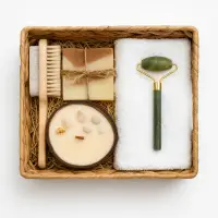 Coș cadou Del Mar – spa & relaxare cu lumânare din cocos, săpun natural, roller jad - Default Title