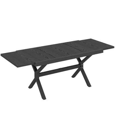 Outsunny Masă de Grădină Extensibilă din Aluminiu Masă de Luat Masa în Aer Liber Efect Lemn 8-10 Persoane 214x85x73cm Gri Antracit | Aosom Romania