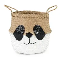 Coș de jucării pentru copii alb/în culoare naturală din iarbă-de-mare ø 25x24 cm Panda – Compactor