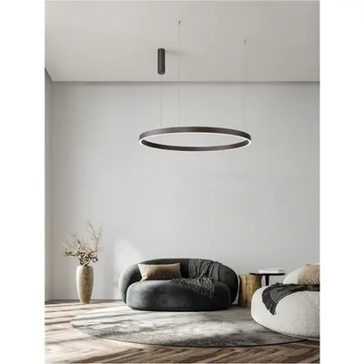 Lampa suspendata ELOWEN Brushed Brown Coffee Aluminiu & Silicone LED 106W 4899Lm 220V 3000K IP20 Deschis sus & jos Triac Dimabil
