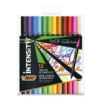 Carioci cu 2 varfuri, 12 culori/set, varf 0.7mm, Bic Intensity