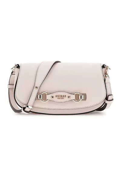 Geanta crossbody din piele ecologica cu clapa - Maro taupe deschis