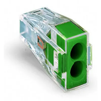 Clema rapida pentru conductori rigizi max. 2.5 mm²; 2-conductor; transparent -verde