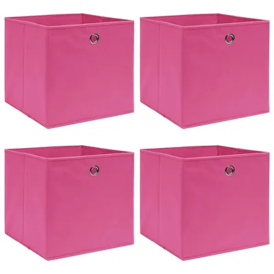 Gossi cutii de depozitare, 4 buc., roz, 32x32x32 cm, textil
