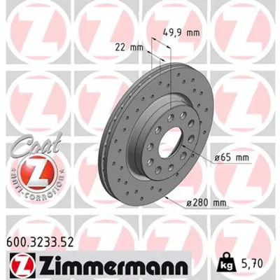 Disc frana ZIMMERMANN 600.3233.52
