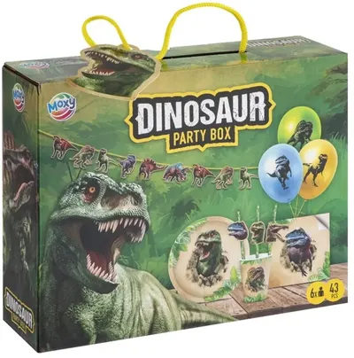 Set de petrecere într-o cutie Moxy - Dinozaur, 43 piese