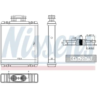 Schimbator caldura, incalzire habitaclu NISSENS 73997