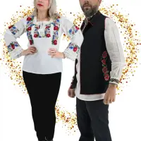 Set Cuplu 631 Vesta cu Broderie si Ie traditionala cu broderie