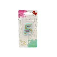 Lumânare aniversară pentru tort, Giftdesign, cifra 5, colecția Flower, 4.5 cm
