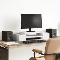 vidaXL Suport monitor cu depozitare, alb, 70x27x15 cm, lemn prelucrat