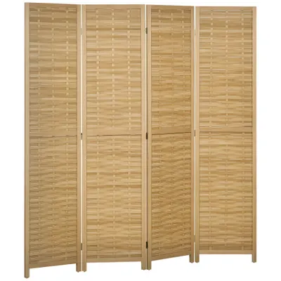 HOMCOM Paravent din lemn separator de camera closion de separare pliabil 4 panouri din bambus 160 x 170 cm natural clar | Aosom Romania