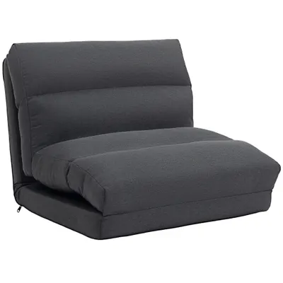 HOMCOM Fotoliu cu funcție de pat, spătar înclinat, pliabil, până la 120 kg, 70 x 72 x 56 cm, Gri închis | Aosom Romania