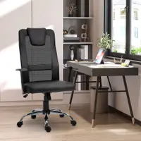 Vinsetto Scaun Birou Ergonomic Rotativ in Mesh si Piele Ecologica Inaltime Reglabila, Negru | AOSOM RO