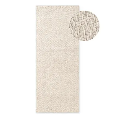 Covor tip traversă crem-fildeș țesut manual din amestesc de lână 80x200 cm Majoli – Elle Decoration