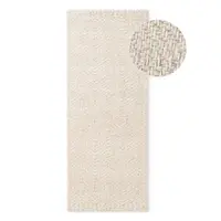 Covor tip traversă crem-fildeș țesut manual din amestesc de lână 80x200 cm Majoli – Elle Decoration