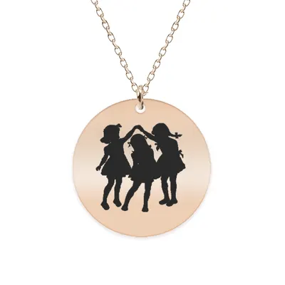 Joy - Colier personalizat banut cu trei fetite din argint 925 placat cu aur roz