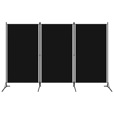 vidaXL Paravan de cameră cu 3 panouri, negru, 260 x 180 cm, textil