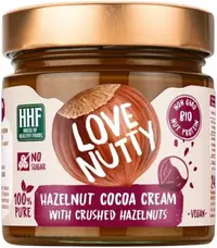 Cremă de alune de pădure cu cacao și alune de pădure zdrobite, 240 g, Love Nutty