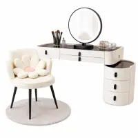 Set BELLA &amp; ROSALIE &ndash; măsuță de machiaj cu oglindă LED și scaun confortabil 100x40x120