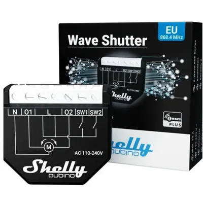 Shelly QUIBINO Wave Shutter - comutator pentru controlul jaluzelelor, obloanelor si a usilor automate, Z-Wave, 2 canale, 10A 3800235269008